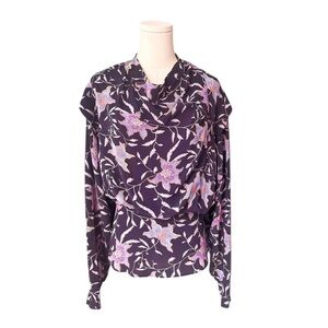 ISABEL MARANT ETOILE NWOT Oxel City draped floral blouse in Faded Night Size 36